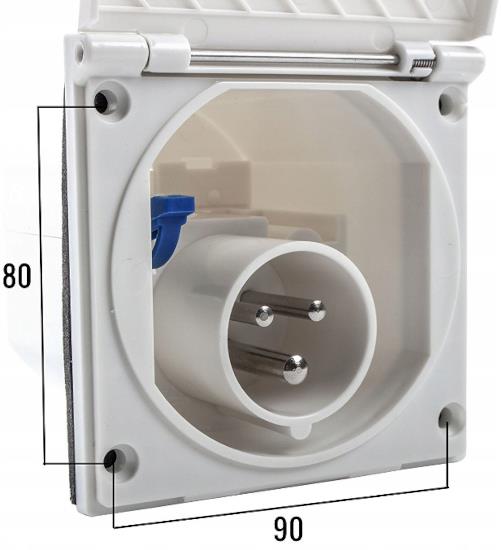 GNIAZDO ELEKTRYCZNE CEE 230V/16A BIAŁE ZEWNĘTRZNE