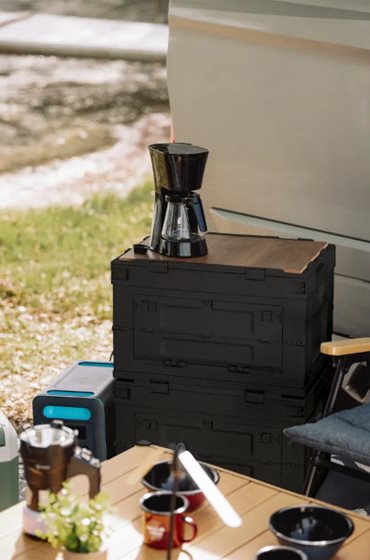 ORGANIZER BERGER CAMPER BOX XL PUDEŁKO Z POKRYWĄ CZARNY 60L