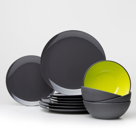 ZESTAW OBIADOWY GIMEX GREY LINE LIME 12 szt.
