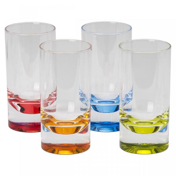SZKLANKA FLAMEFIELD WYSOKA KOLOROWE DNO 290 ml 4 szt.