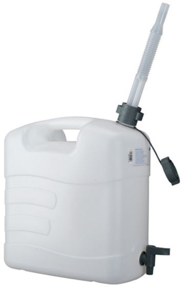 KANISTER 15L Z LEJKIEM I KRANEM BIAŁY 36x18x42cm