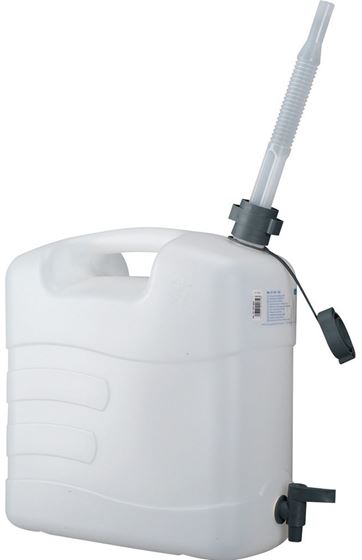 KANISTER 20L Z LEJKIEM I KRANIKIEM BIAŁY 40x20x42cm