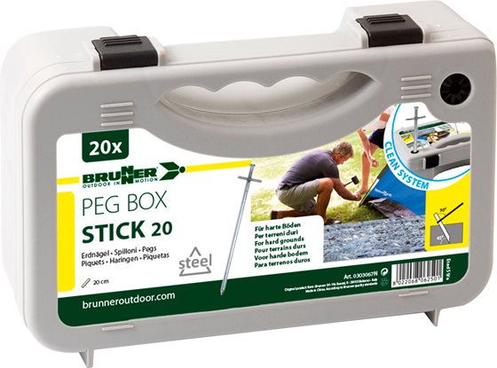ŚLEDZIE BRUNNER SET PEG BOX STICK 20 cm 20 szt. ZESTAW W WALIZCE