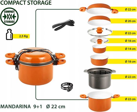 GARNEK ZESTAW 9+1 BRUNNER MANDARINA 22 cm