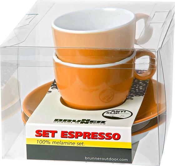FILIŻANKA I SPODEK BRUNNER ESPRESSO POMARAŃCZOWA 2 szt.