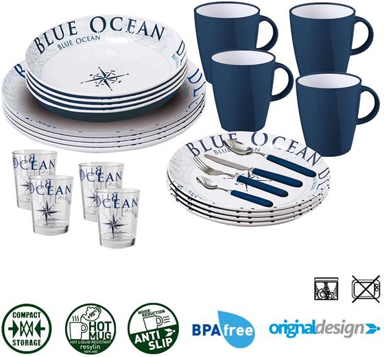 ZESTAW OBIADOWY BRUNNER BLUE OCEAN ALL INCLUSIVE 36 szt.