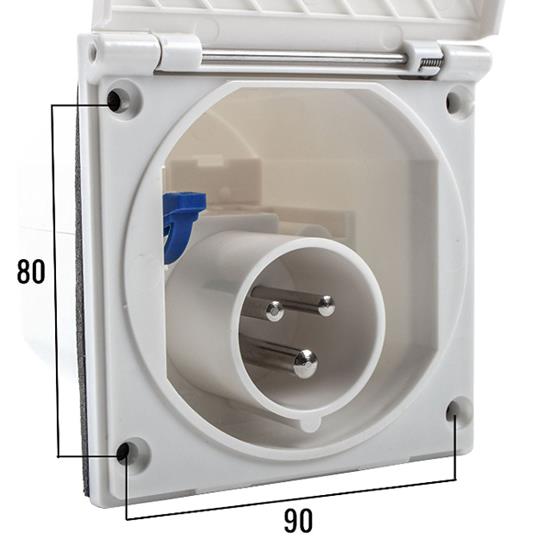 GNIAZDO ELEKTRYCZNE CEE 230V/16A BIAŁE ZEWNĘTRZNE
