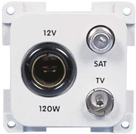 GNIAZDO ELEKTRYCZNE SYSTEM 10000 12V+TV+SAT BIAŁE