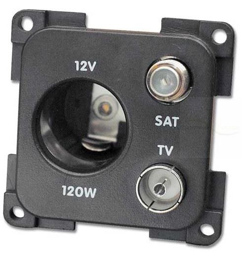 GNIAZDO ELEKTRYCZNE SYSTEM 10000 12V AUTO+TV+SAT WEWNĘTRZNE ANTRACYT