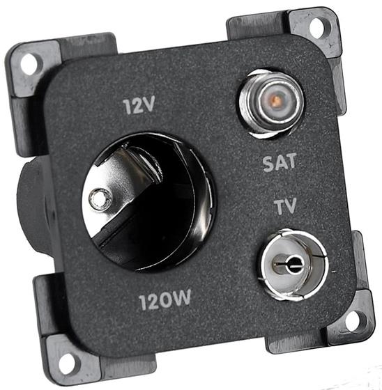 GNIAZDO ELEKTRYCZNE SYSTEM 10000 12V AUTO+TV+SAT WEWNĘTRZNE CZARNE