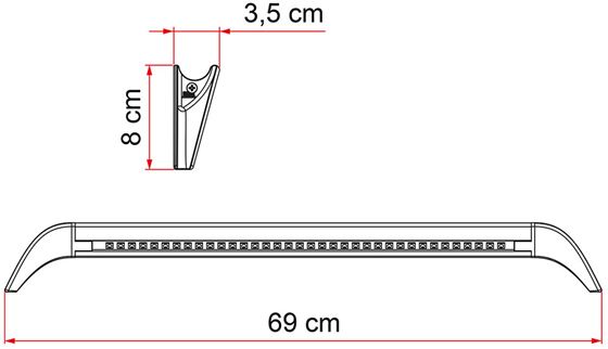 LAMPKA 12V LED NAD WEJSCIE FIAMMA LED AWNING LIGHT GUTTER BIAŁA 690 mm