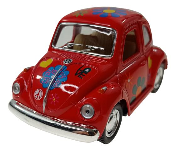 ZABAWKA "AUTO VW GARBUS W KWIATKI Z NAPĘDEM CZERWONY