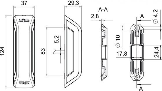 LAMPA OBRYSOWA 12/24V LED JOKON SPL 2030 CZARNA 124x37x29 mm