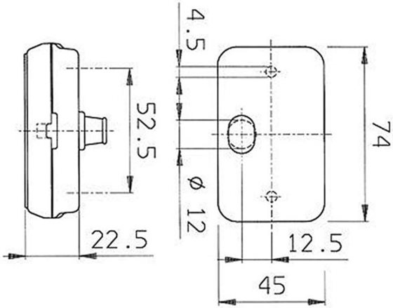 LAMPA OBRYSOWA 12V JOKON BOCZNA 74x45x25 mm ŻÓŁTA
