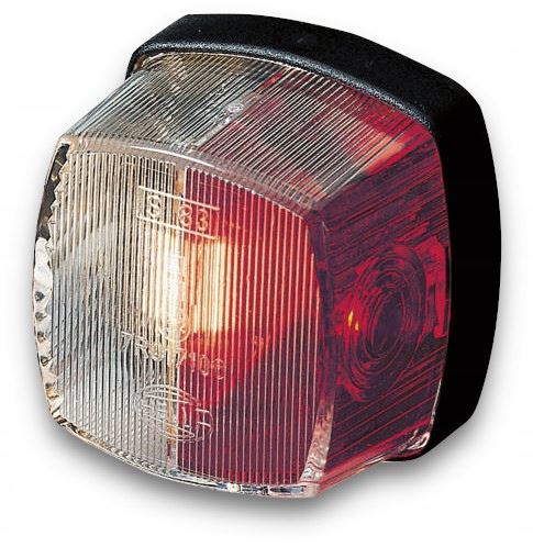LAMPA OBRYSOWA 12V HELLA 62x62x40 mm CZERWONO-BIAŁA