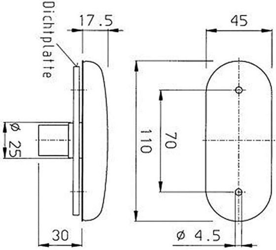 LAMPA OBRYSOWA 12V JOKON BOCZNA 110x45x17,5 mm ŻÓŁTA