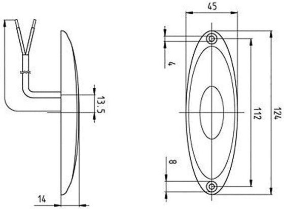 LAMPA OBRYSOWA 12V LED JOKON BOCZNA 125x45 mm ŻÓŁO-SZARA