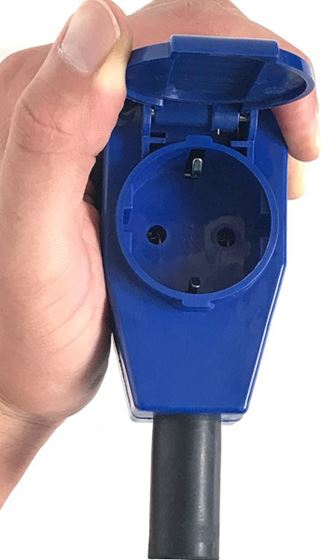 WTYCZKA CEE SCHUKO 230V 16A KĄTOWA ŻEŃSKA Z KLAPKĄ