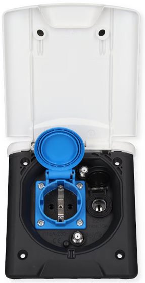 GNIAZDO ELEKTRYCZNE 230V/12V/TV/SAT MAGNETYCZNE BIAŁE ZEWNĘTRZNE