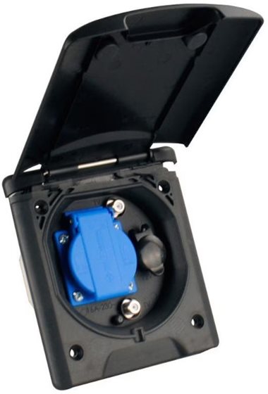 GNIAZDO ELEKTRYCZNE 230V/12V/TV/SAT MAGNETYCZNE CZARNE ZEWNĘTRZNE