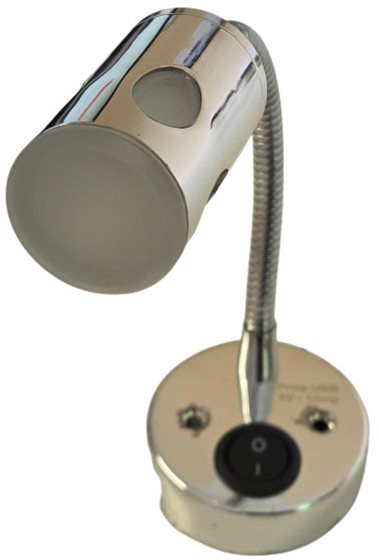 LAMPKA 12V LED USB WEWNĘTRZNA NOCNA CHROM OUTLET