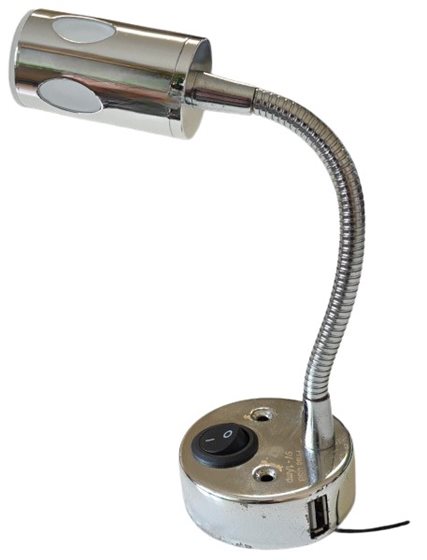 LAMPKA 12V LED USB WEWNĘTRZNA NOCNA CHROM OUTLET