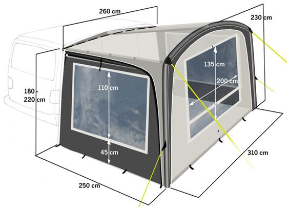 PRZEDSIONEK REIMO TENT ANTIGUA AIR DO BOCZNY 310x250 cm h180-220cm