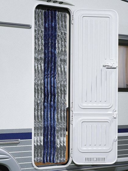 ZASŁONA KOTKI 56x205 SZARO-NIEBIESKA