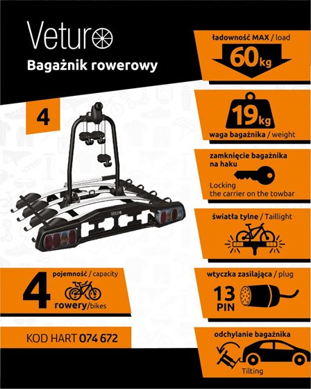 BAGAZNIK ROWEROWY STEINHOF 4 ROWERY NA HAK