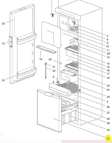 DRZWI LODÓWKI THETFORD N4141 DOLNE CZARNE OUTLET