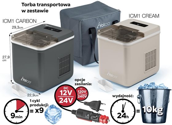 KOSTKARKA DO LODU YOLCO ICM1 CARBON 12/24V