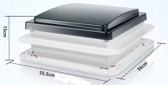 OKNO DACHOWE 28x28 Z WENTYLATOREM I OŚWIETLENIEM LED