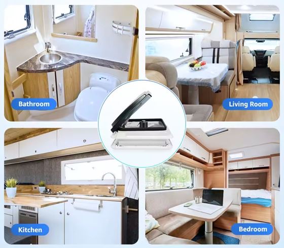 OKNO DACHOWE 28x28 Z WENTYLATOREM I OŚWIETLENIEM LED