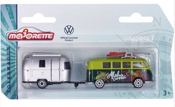 ZABAWKA "AUTO VW BUS T1 Z PRZYCZEPKĄ 14 cm