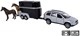 ZABAWKA "AUTO VOLVO XC90 Z PRZYCZEPĄ DO PRZEWOZU KONI + 2 KONIE 29cm