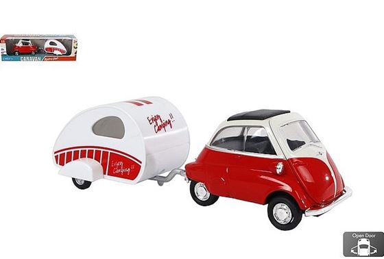 ZABAWKA "AUTO BMW ISETTA Z PRZYCZEPĄ 18,5 cm