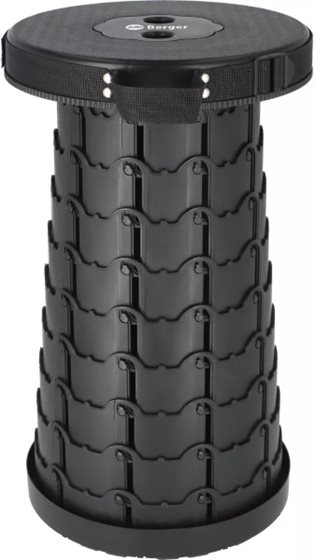 KRZESEŁKO BERGER SKŁADANE STOŁEK TELESKOPOWY CZARNY