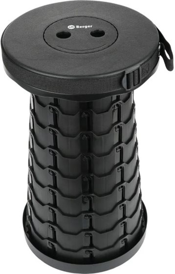 KRZESEŁKO BERGER SKŁADANE STOŁEK TELESKOPOWY CZARNY