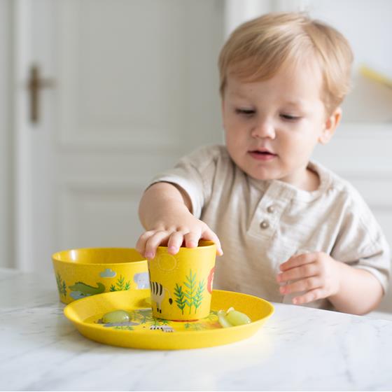 ZESTAW OBIADOWY DLA DZIECI KOZIOL ORGANIC ŻÓŁTY 3 szt.