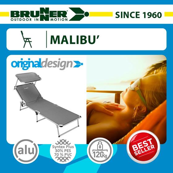 LEŻAK BRUNNER BEACH MALIBU Z DASZKIEM SZARY