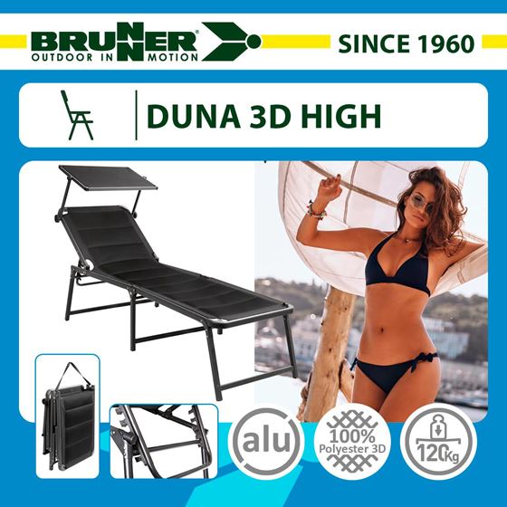 LEŻAK BRUNNER ARAVEL 3D HIGH DUNA Z DASZKIEM CZARNY