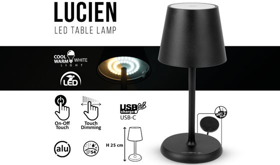 LAMPKA LED BRUNNER LUCIEN USB CZARNA