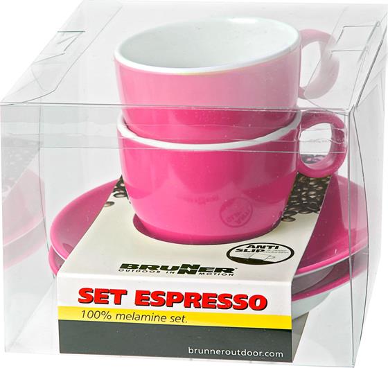 FILIŻANKA I SPODEK BRUNNER ESPRESSO RÓŻOWA 2 szt.