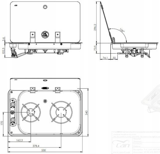 KUCHENKA GAZOWA CAN 2 PALNIKI DO ZABUDOWY