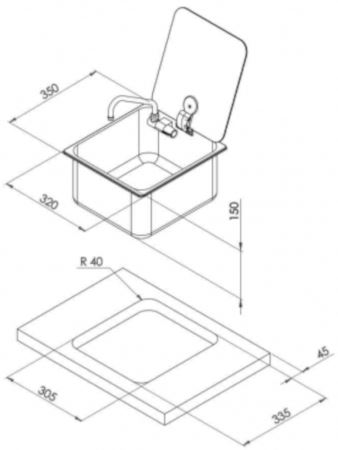 ZLEWOZMYWAK CAN 32x35x15 cm Z POKRYWĄ STAL NIERDZEWNA