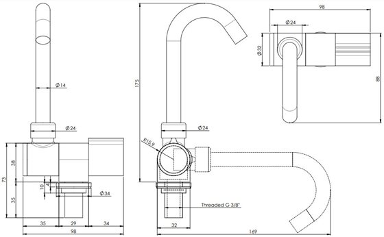 KRAN BATERIA CAN 18-28 mm CHROM
