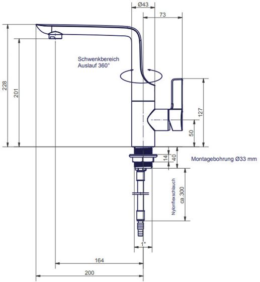 KRAN BATERIA COMET MODENA 33 mm CHROM