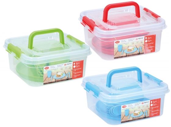ZESTAW OBIADOWY PIKNIKOWY BOX 21 szt. CZERWONY
