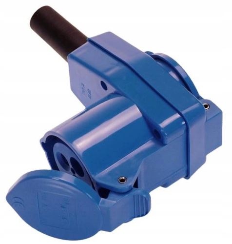 WTYCZKA CEE SCHUKO 230V 16A KĄTOWA ŻEŃSKA Z KLAPKĄ