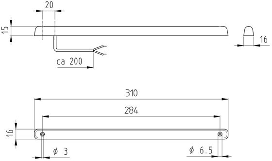 LAMPA TYŁ KAMPER ŚWIATŁO STOP ŚRODKOWE LED 310x16 mm